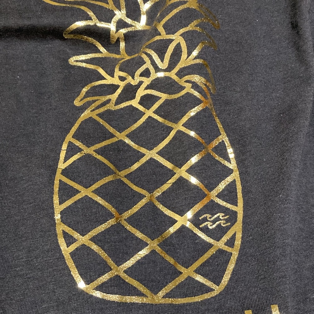 Billabong Black Tank Top with Gold Pineapple and Hawaii Print Size S - Picture 8 of 8
